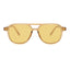 A pair of transparent yellow frame sunglasses with yellow lenses on a white background,