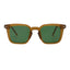 Brown sunglasses with green lenses on a white background