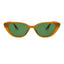 Beige frame sunglasses with a green lens, front view