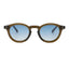 PLASTIKA sunglasses, brown frame with sky blue lens, front view