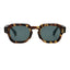 Tortoiseshell sunglasses with dark lenses on a white background