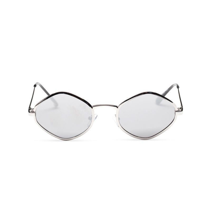 front JOSEP small silver mirror lens UV 400 diamond shape metal sunglasses SOLFUL Ibiza
