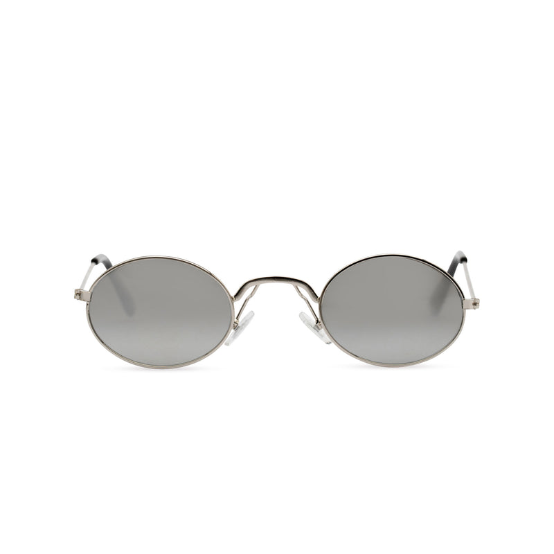 Front ARISTOL John Lennon inspired style teashade sunglasses, small gold round frame with smokey grey lens