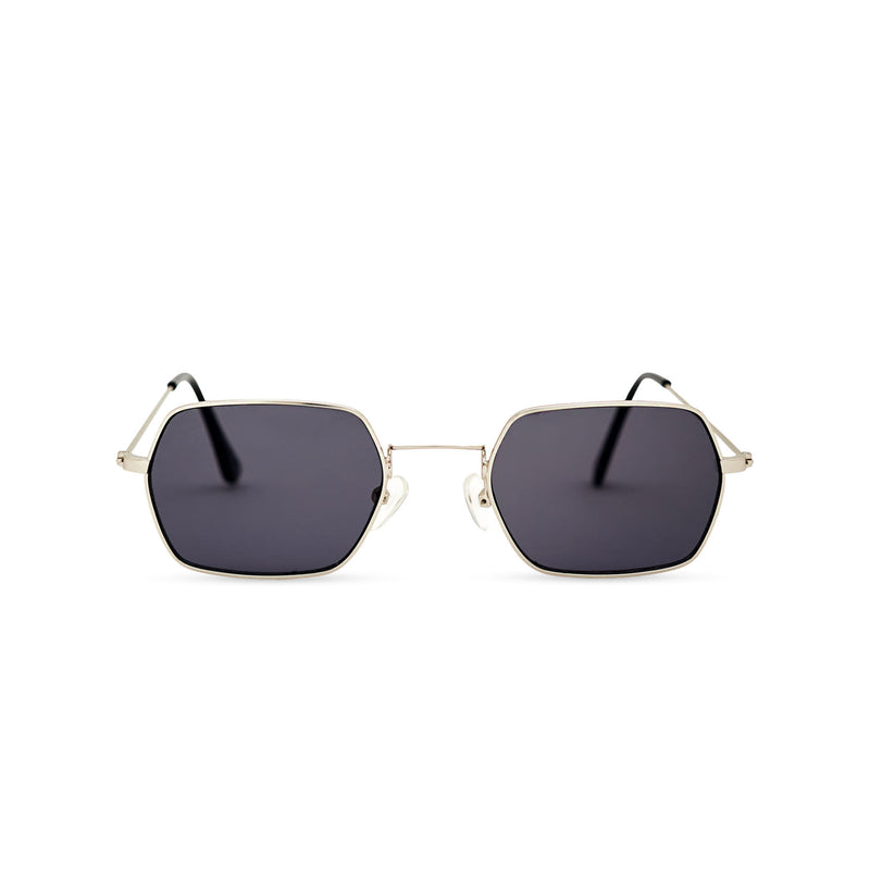 JOKER Small dark hexagonal sunglasses with gold metal frame for women and men unisex by SOLFUL Ibiza