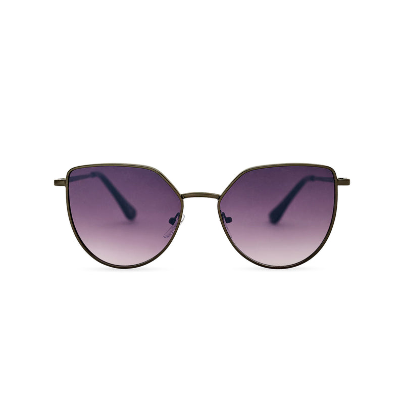 Women thin metal cat eye sunglasses with purple violet transparent lens SOLLY by SOLFUL Ibiza