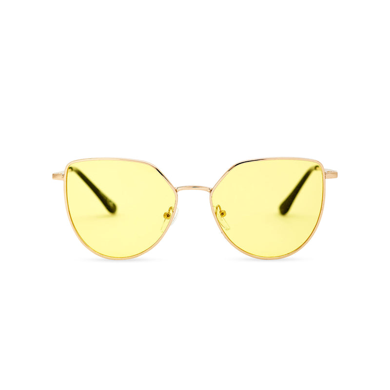 Women gold cat eye sunglasses with yellow transparent lens SOLLY by SOLFUL Ibiza