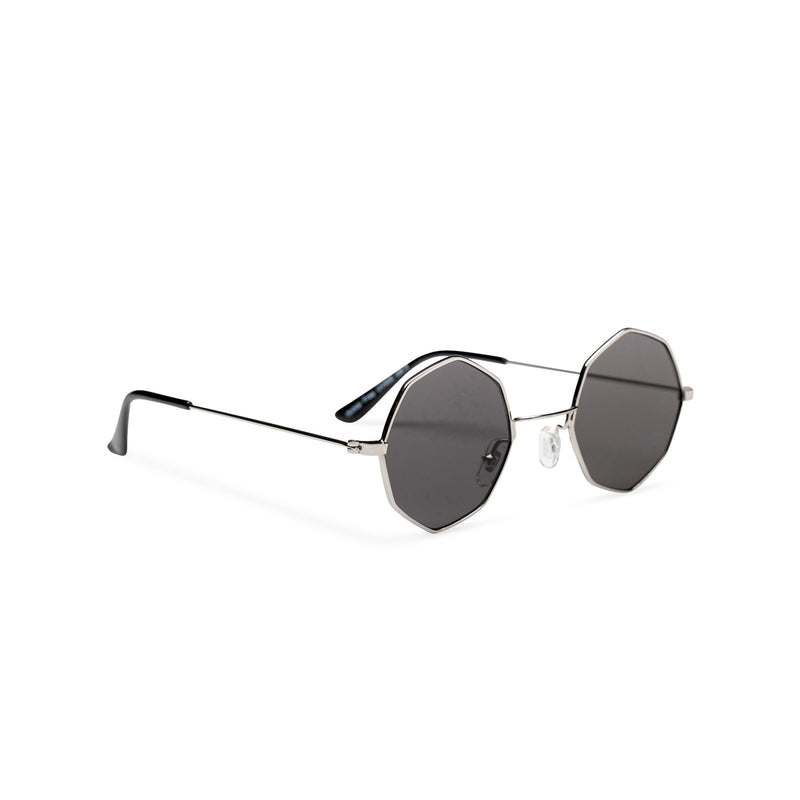 side silver frame dark lens octagon shape sunglasses SOLFUL Ibiza sunglasses design