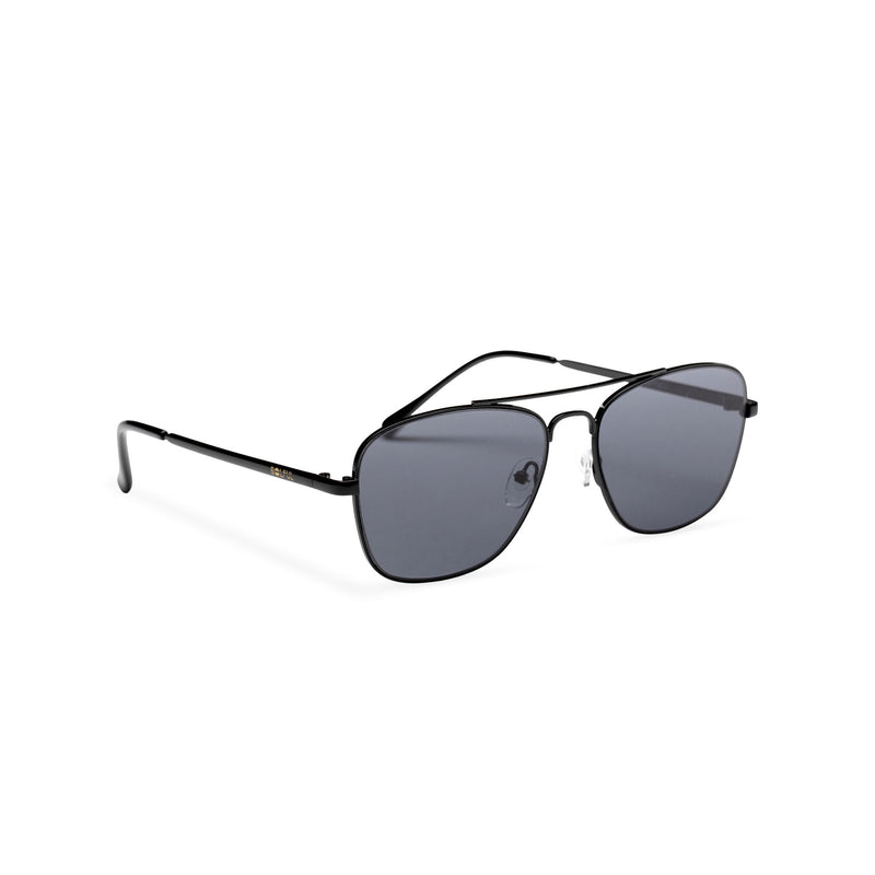 side double black double black ANTONI fine medium square aviator sunglasses metal frame and dark lens
