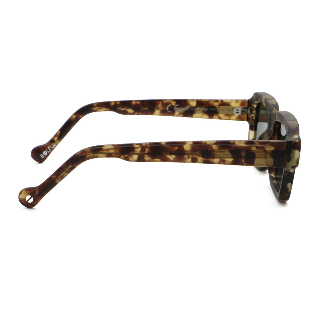 Sunglasses with tortoiseshell frame on a white background