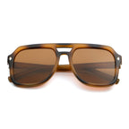 Sunglasses with brown lenses and tortoiseshell frame on a white background