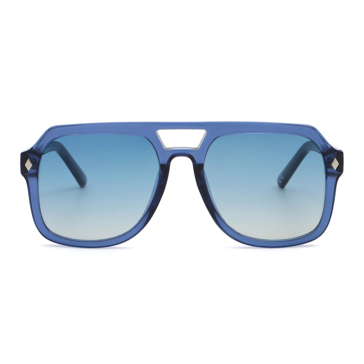 Blue sunglasses with a gradient effect on a white background Main image