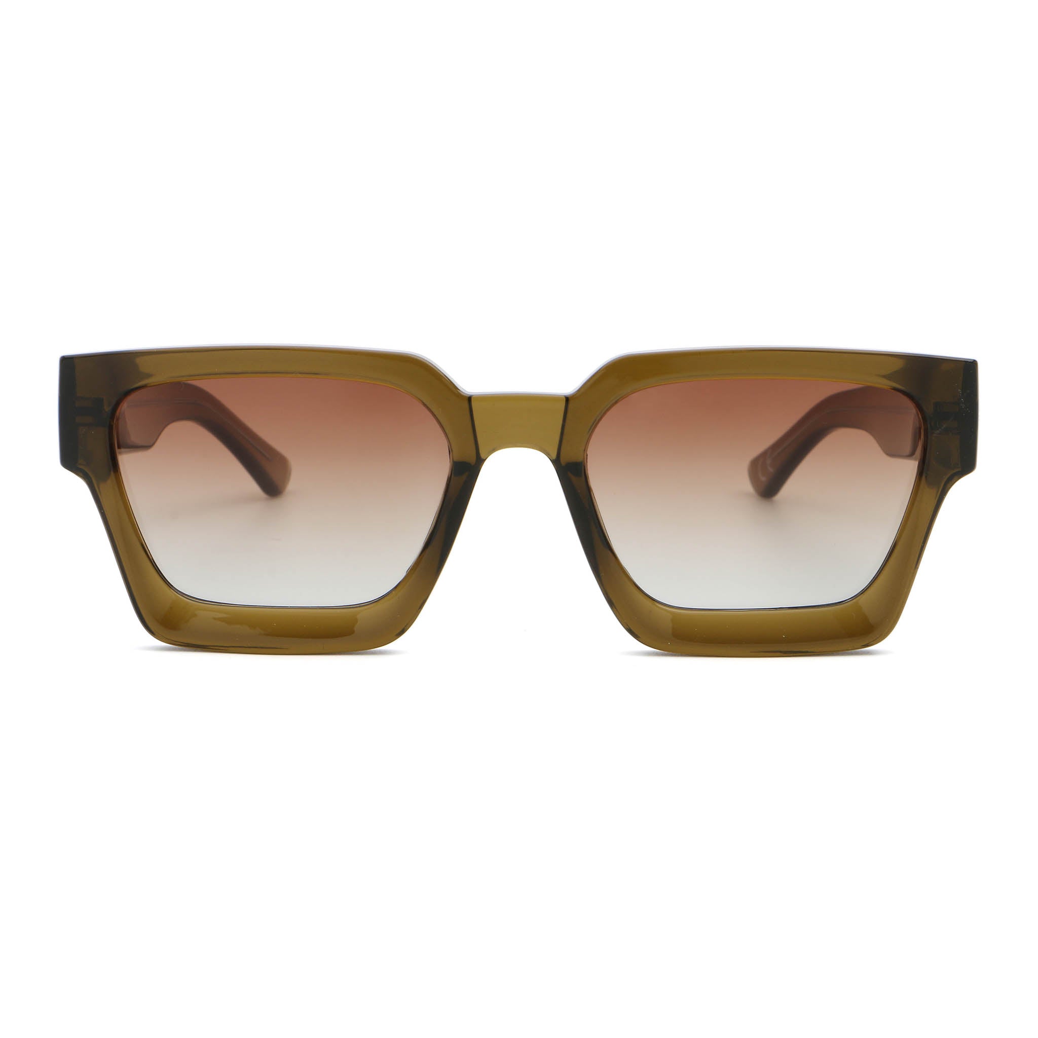Brown sunglasses with a pink gradient lens on a white background Main image