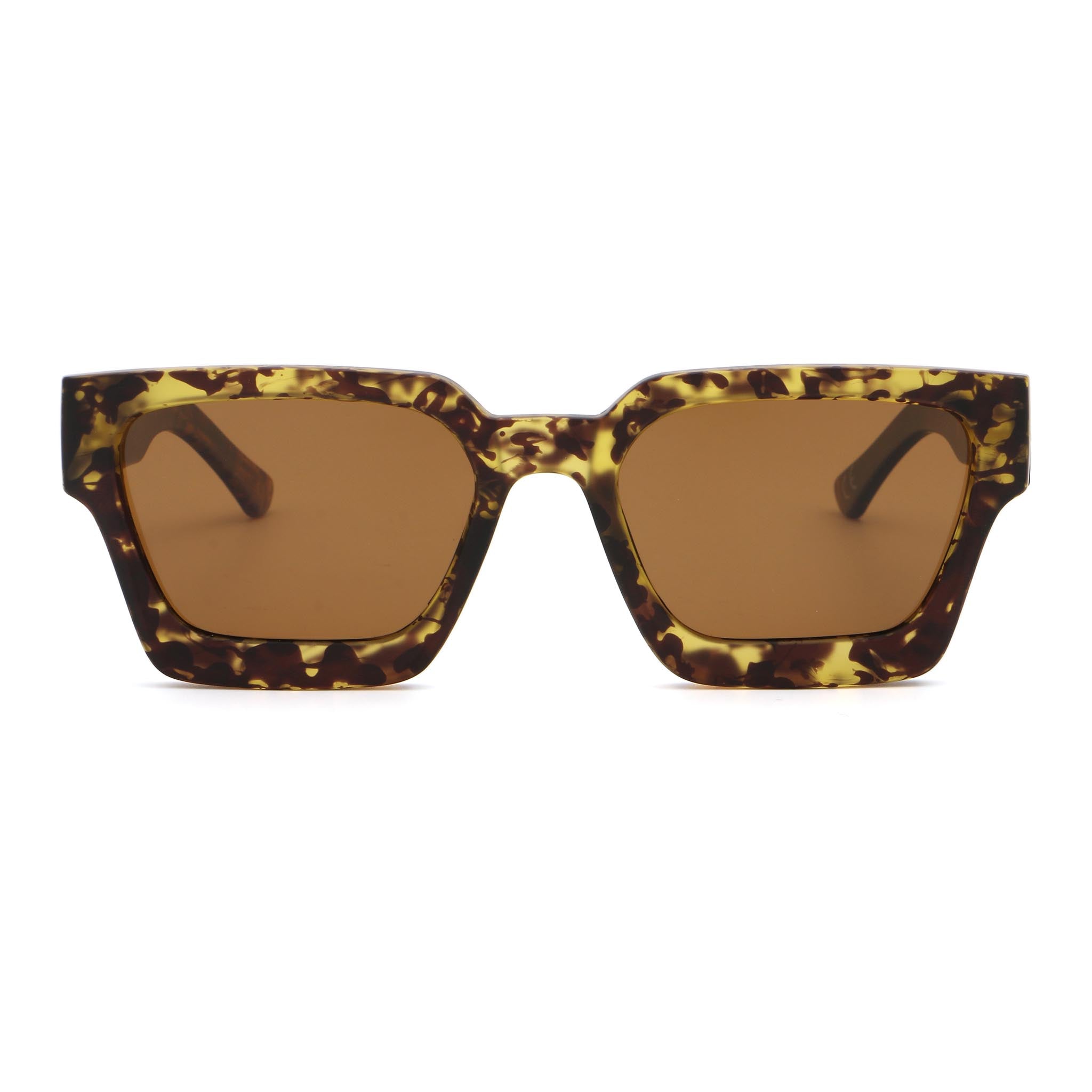 Sunglasses with tortoiseshell frame and brown lenses on a white background Main image