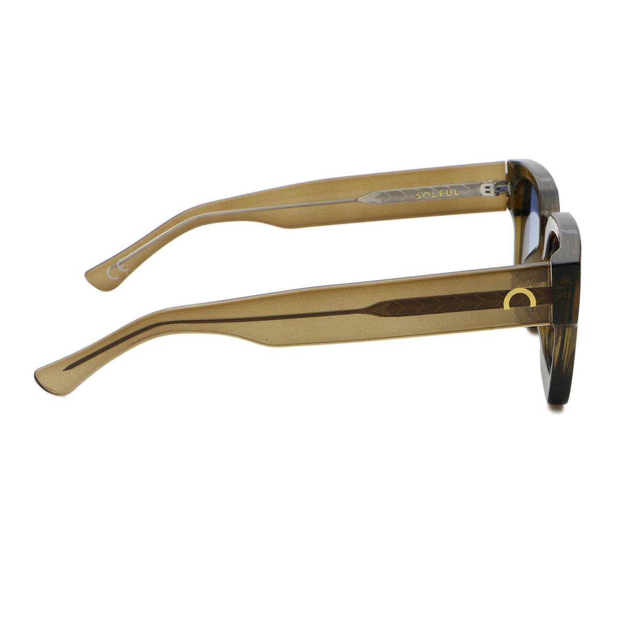 Sunglasses with a brown frame on a white background