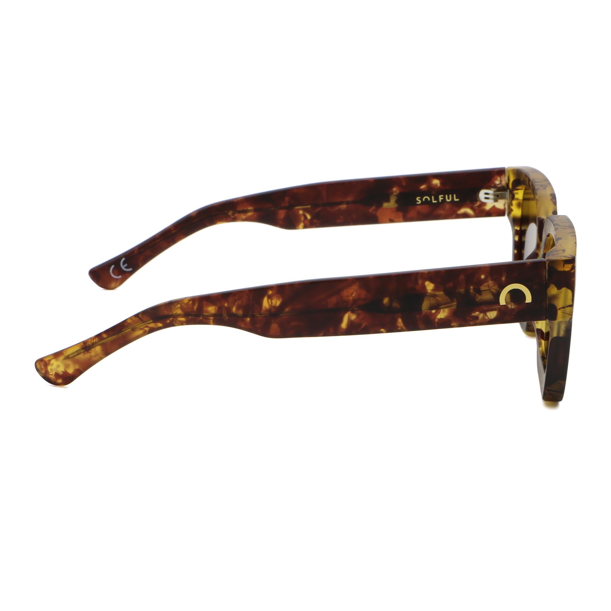 Sunglasses with tortoiseshell frame on a white background