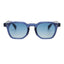 Blue sunglasses with gradient lenses on a white background