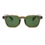 Sunglasses with green lenses and green frame on a white background