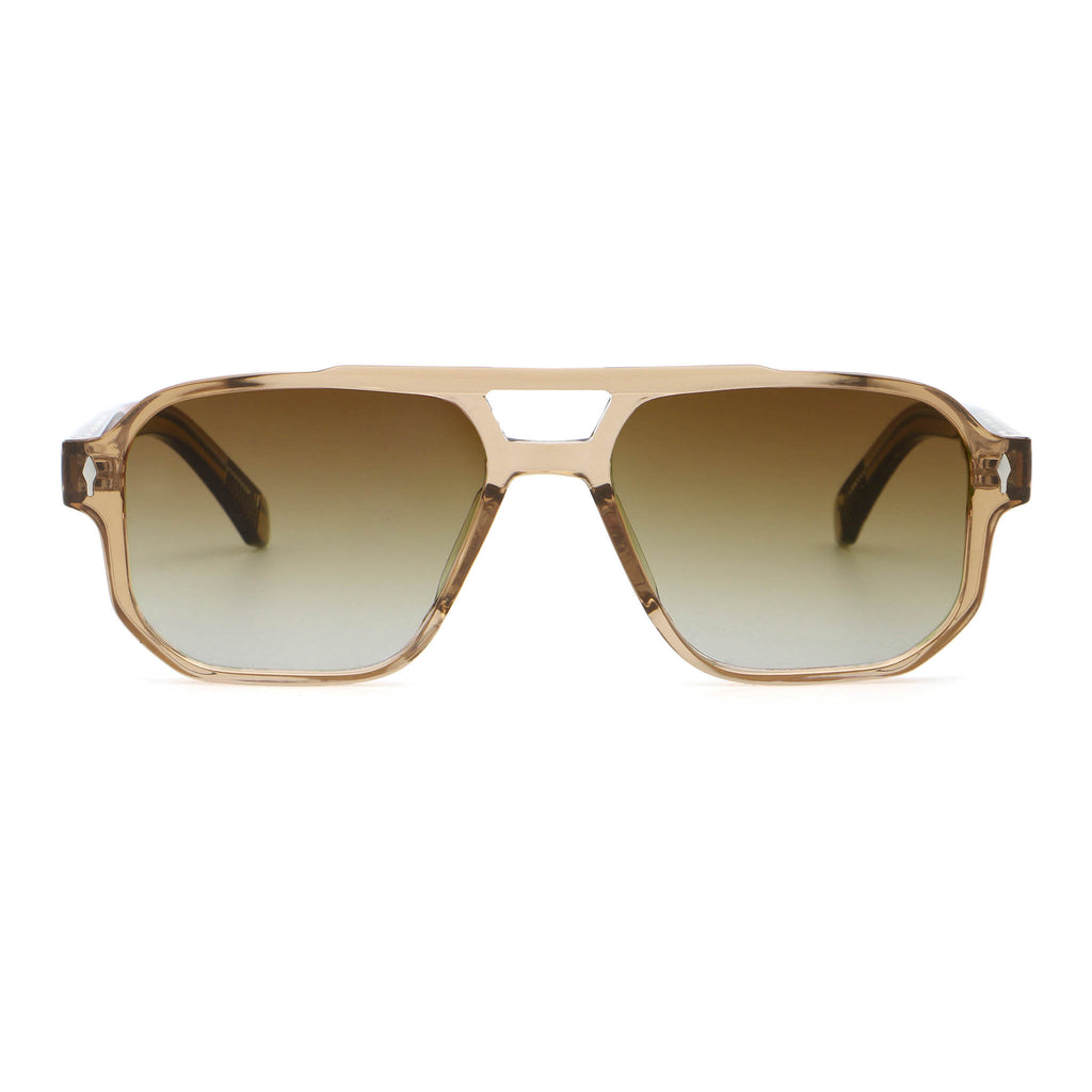 Sunglasses with brown frame and brown lenses on a white background