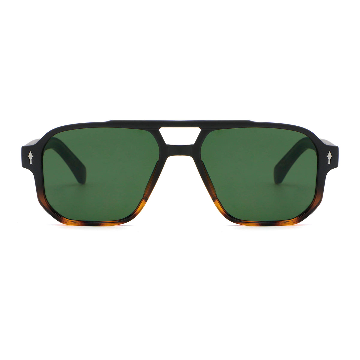 Sunglasses with green lenses and tortoiseshell frame on a white background Main image