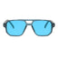 Sunglasses with blue lenses and blue frame on a white background