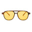 Sunglasses with tortoiseshell frame and yellow lenses on a white background