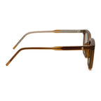 Sunglasses with a brown frame and brown lenses on a white background