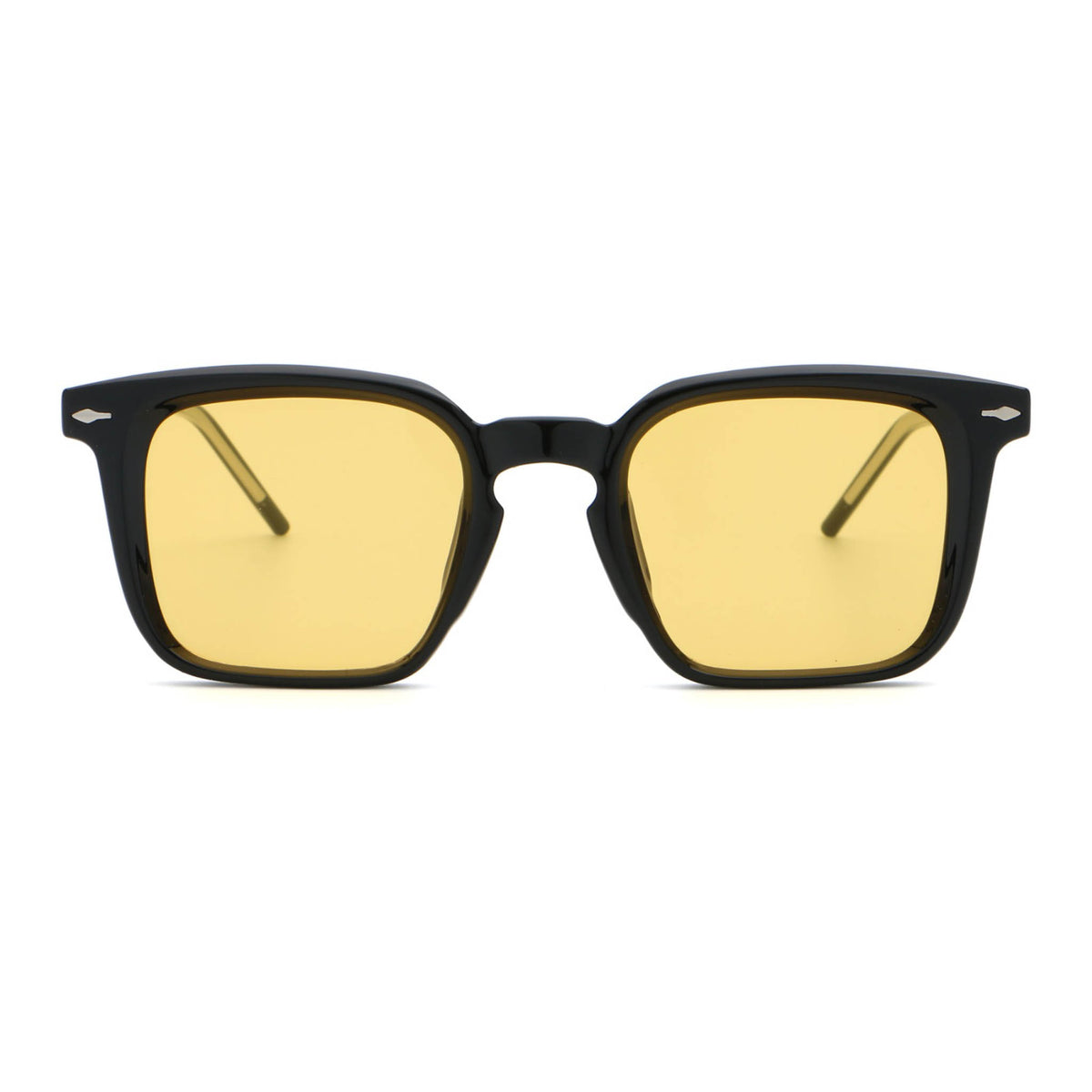Black-framed sunglasses with yellow lenses on a white background Main image