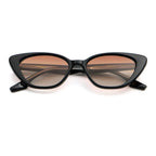 Black cat-eye sunglasses with pink lenses on a white background