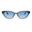 Blue frame sunglasses with blue lenses on a white background