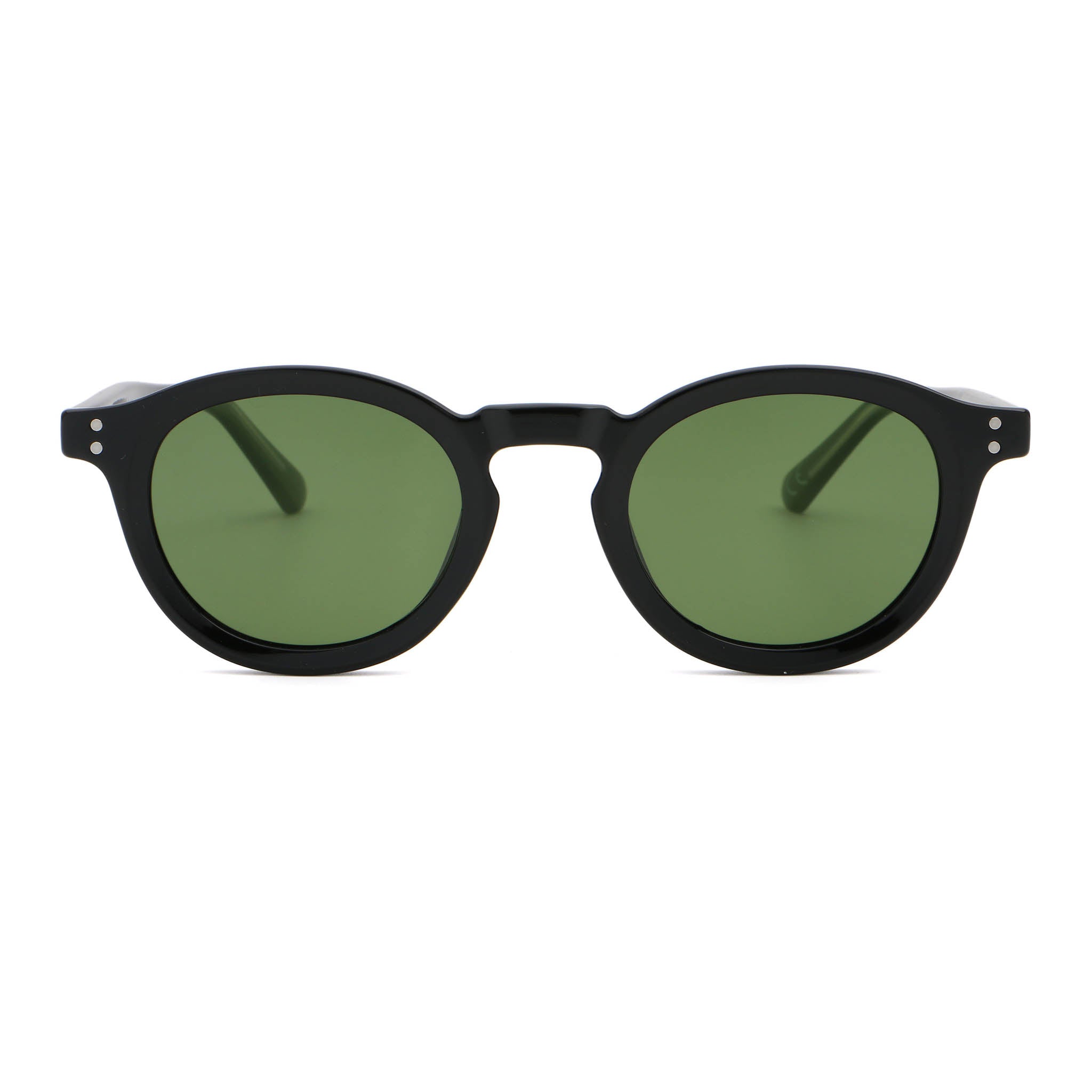 Black sunglasses with green lenses on a white background Main image
