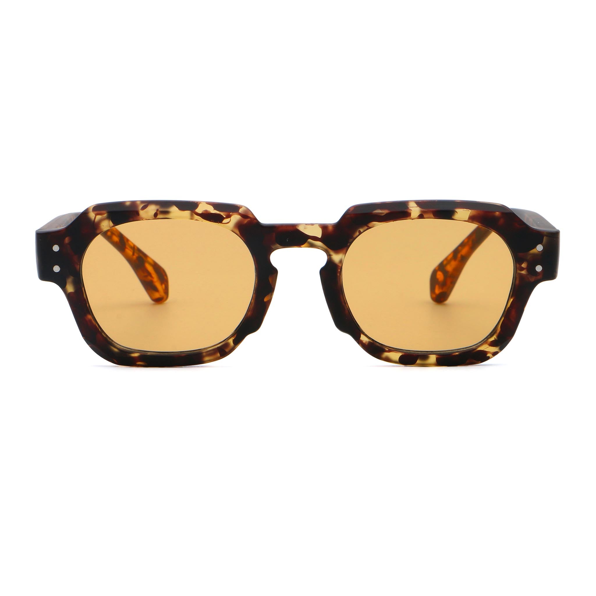 Sunglasses with tortoiseshell frame and amber lenses on a white background Main image