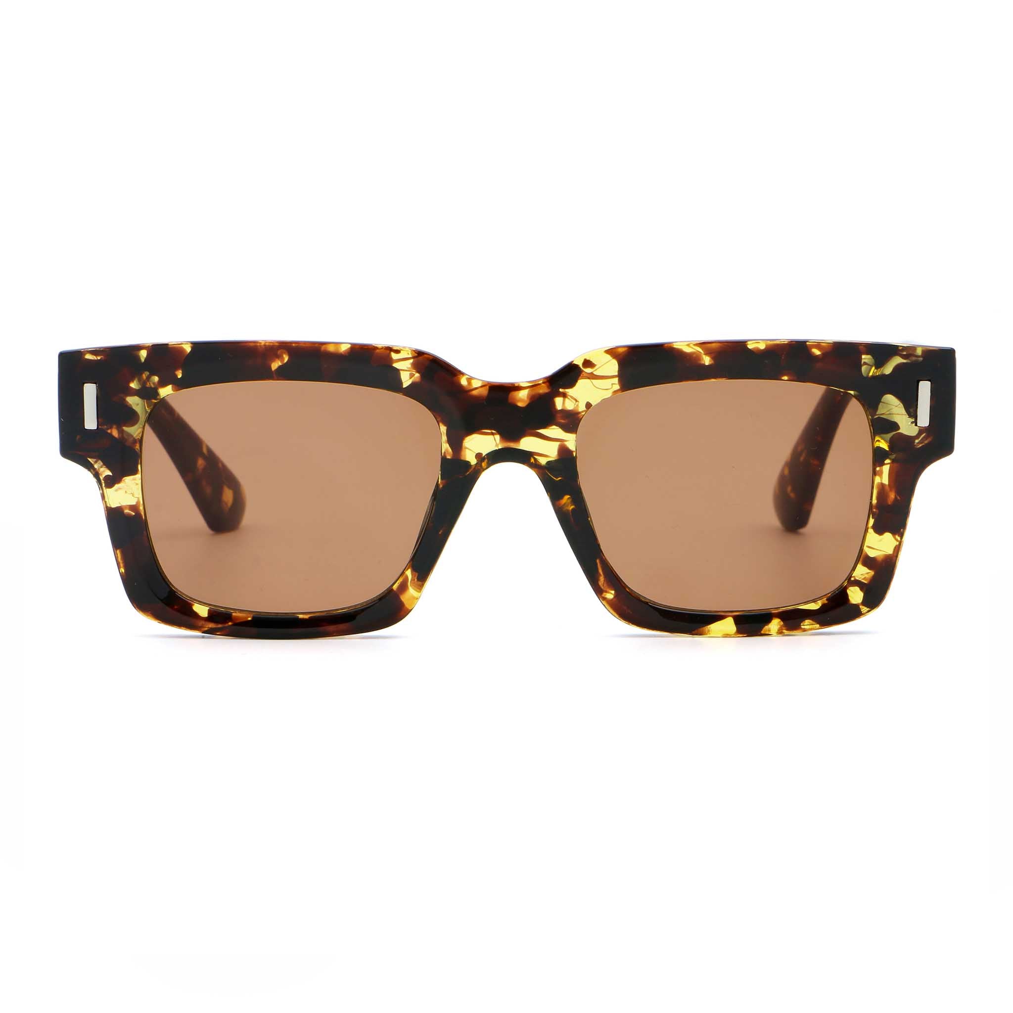 Sunglasses with tortoiseshell frame and brown lenses on a white background Main image
