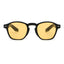 TWILIGHT sunglasses, black frame with yellow sun lens, front view