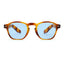TWILIGHT sunglasses, tortoise frame with sky blue lens, front view