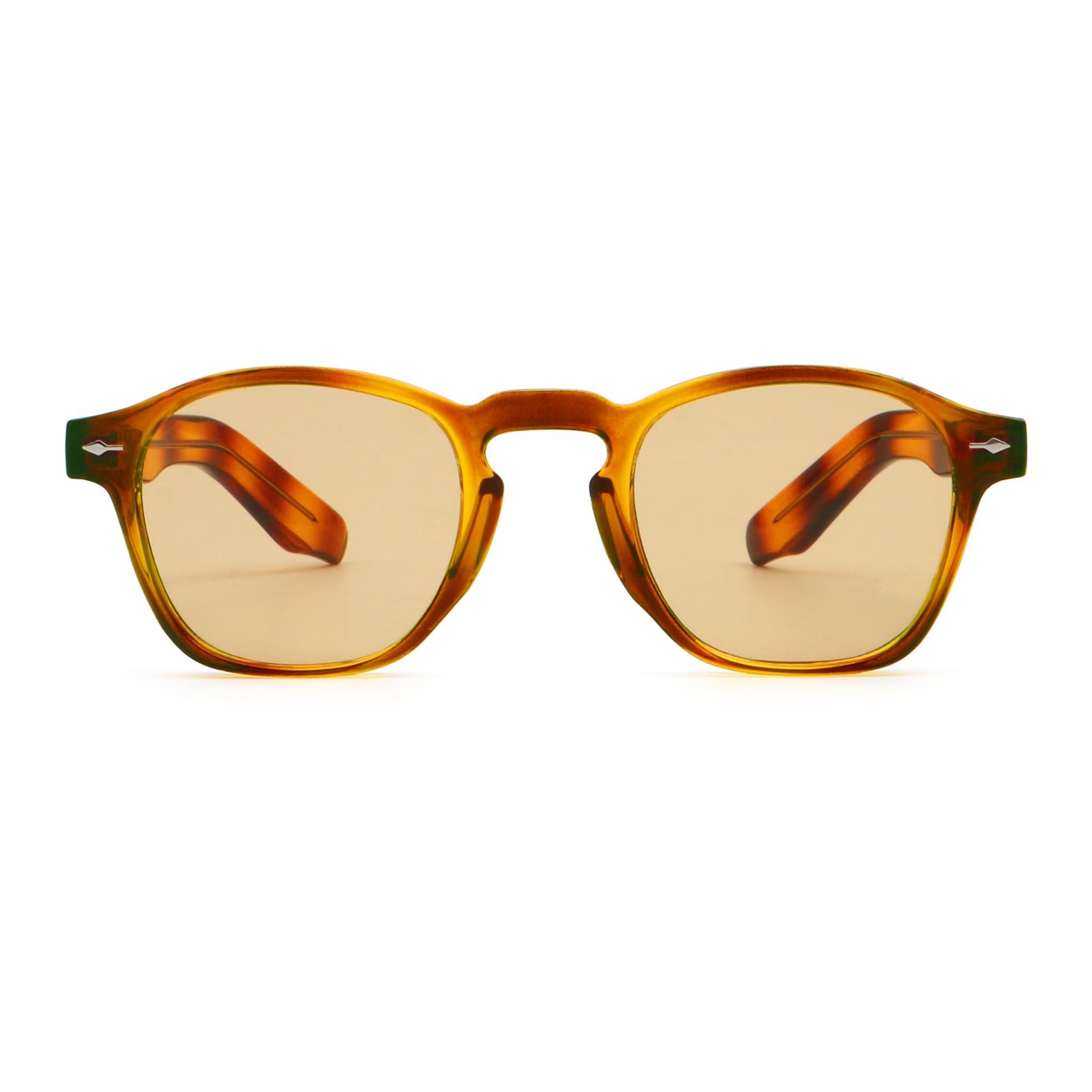 Sunglasses with tortoiseshell frame and brown lenses on a white background Main image