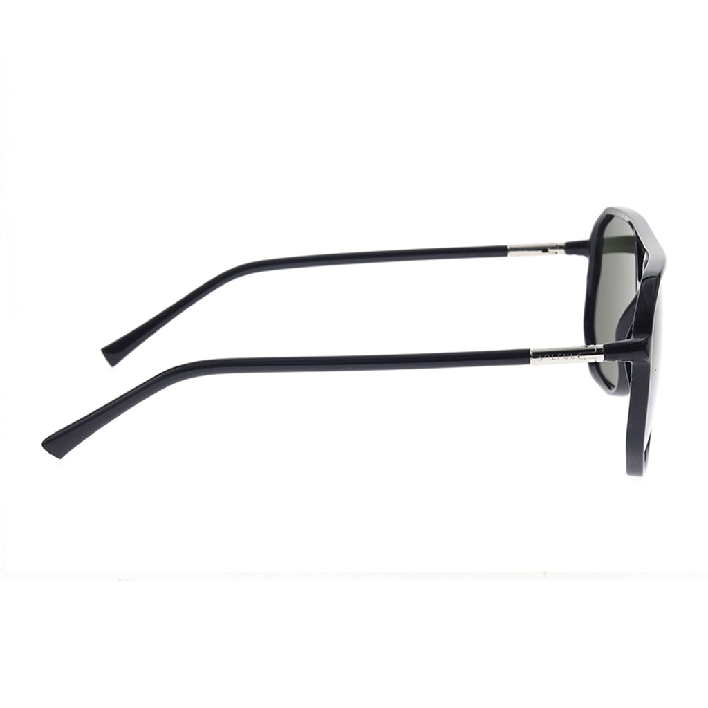Black sunglasses with black lenses on a white background