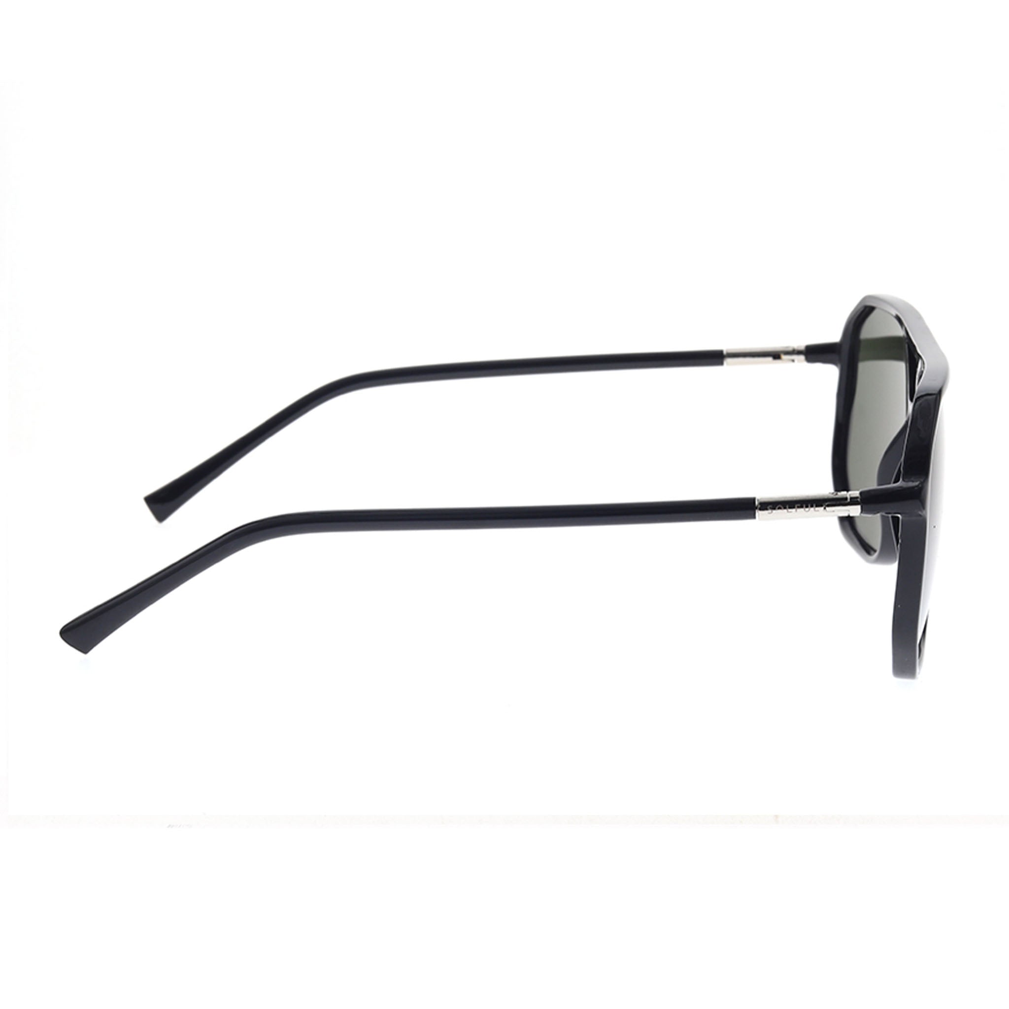 Black sunglasses with black lenses on a white background