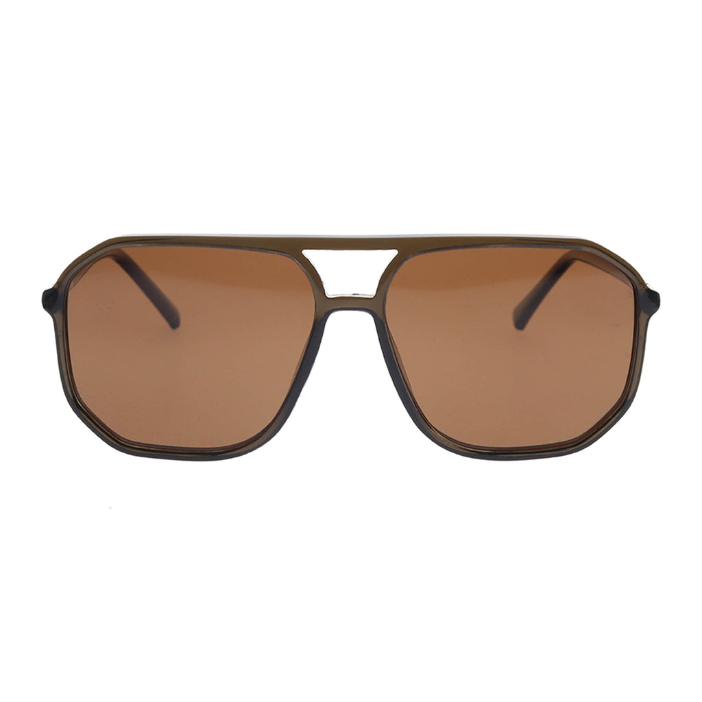 Brown sunglasses with brown lenses on a white background
