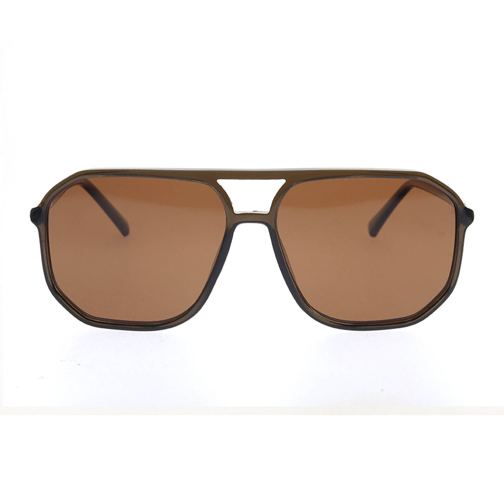 Brown sunglasses with brown lenses on a white background