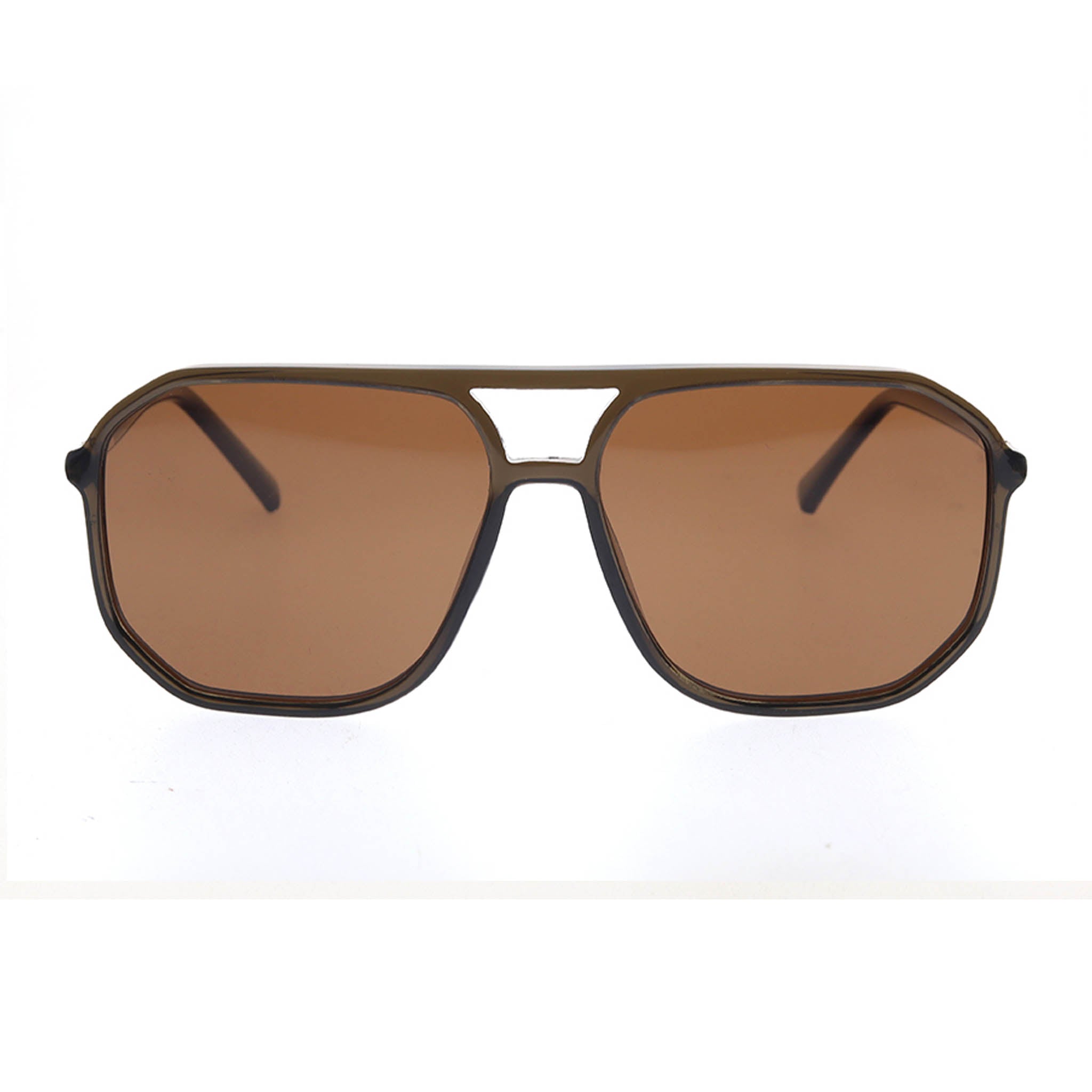 Brown sunglasses with brown lenses on a white background