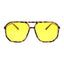 big frame Sunglasses with yellow lenses and tortoiseshell frame on a white background