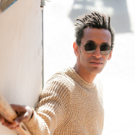 Men wearing black GOTICA steampunk sunglasses by SOLFUL Ibiza