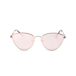 gold pink metal triangle sunglasses wolf cat eye round John Lennon front