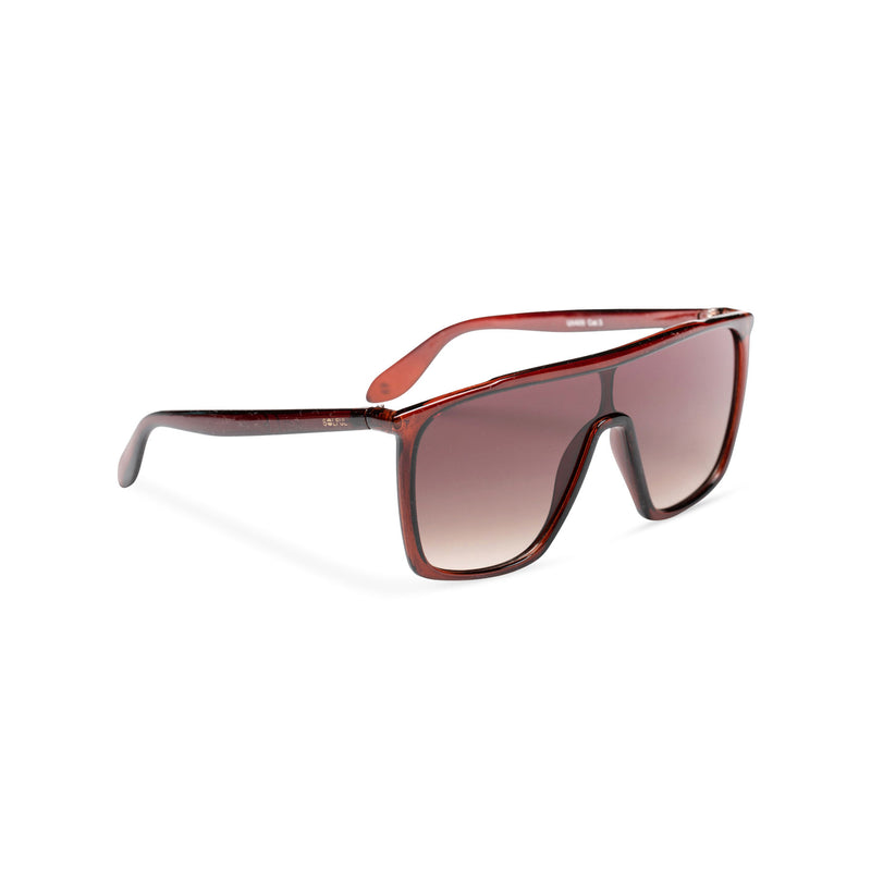 side big brown square men plastic sunglasses dark lens Italian style futuristic 