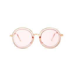 BUBBLE sunglasses by SOLFUL Ibiza, big pink round plastic design, front view