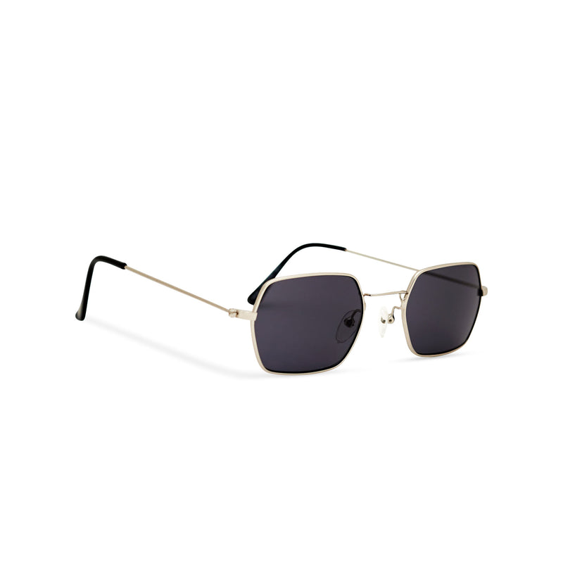 Side shot JOKER Small dark hexagonal sunglasses with gold metal frame for women and men unisex