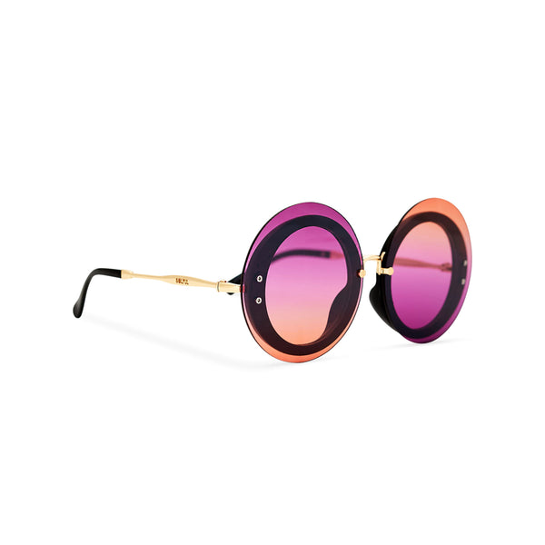 Side women purple pink gradient transparent round, oval sunglasses MYSTIQUE by SOLFUL Ibiza