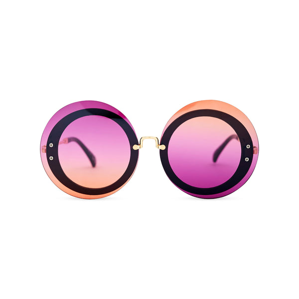 Women purple violet gradient transparent round, oval sunglasses MYSTIQUE by SOLFUL Ibiza