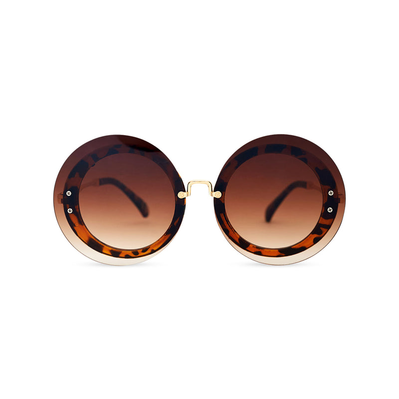 Women big havana leoperd toutroise brown transparent round oval sunglasses MYSTIQUE by SOLFUL