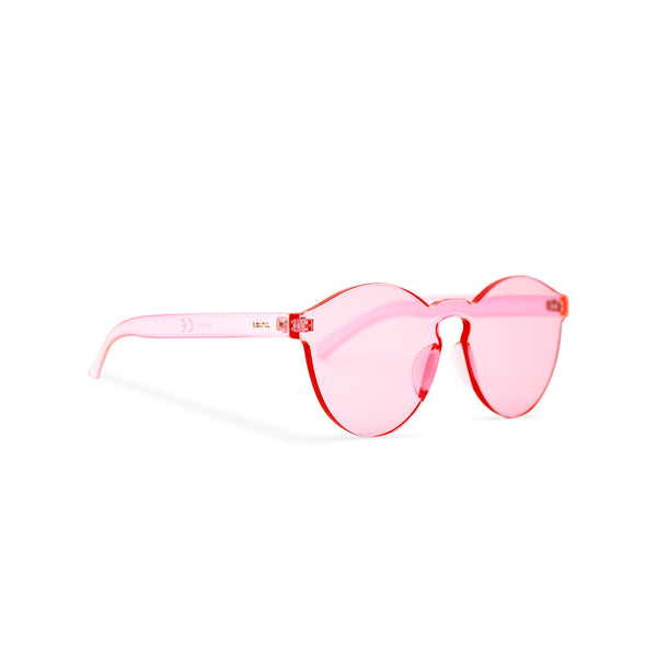 SOLFUL side view solid transparent pink plastic sunglasses perfect party Ibiza rave day and night sunglasses PASTIKA 